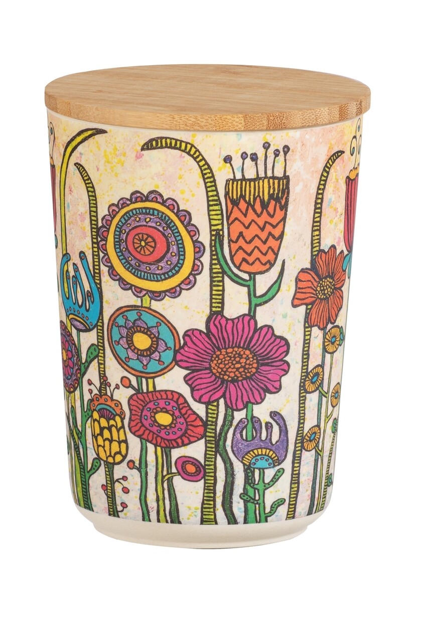 Recipient depozitare pentru bucatarie, Wenko, Flowers, 0.7 L, 10.5 x 14.5 x 10.5 cm, Flowers, silicon/plastic/bambus - imagine 5